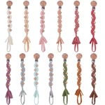 Cotton Pacifier Clip High Quality Handmade Beech Baby Gift Cotton Braided Pacifier Rope Baby