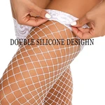 Double-silicone Design Stockings Sexy Lingerie Women Fishnet Stockings 1Pair Non-slip Lace Thigh High Sexy Stockings