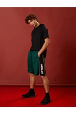 Koton Basic Basketball Shorts with Lace-Up Waist, Print Detail, Breathable Fabric.