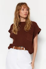 Trendyol Brown Pocket Detailed Knitwear Sweater