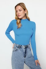Trendyol Blue Basic Standing Collar Knitwear Sweater
