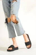 Capone Outfitters Capone Flat Heeled Single Strap Comfort Satin Women's Slippers.