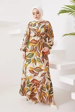 InStyle Pera Leafy Viscose Hijab Dress - Mustard