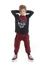 Mushi Be Wild Boys' Black T-shirt, Plaid Pants Suit