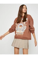Koton Crewneck Sweatshirt Oversized Long Sleeved Fleece Inner