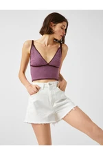 Koton Knitted Crop Top, Straps V-Neck