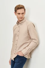 AC&Co / Altınyıldız Classics Men's Mink Buttoned Collar Tailored Slim Fit Oxford Shirt