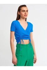 Dilvin 10194 Double-breasted Collar With Pleats in the Front, Knitwear Crop-sax
