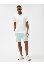 Koton Slogan Printed Shorts With Lace-Up Waist, Slim Fit. Pocket Detailed.