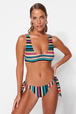 Trendyol Striped Bralette Tie Regular Leg Bikini Set