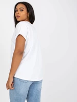 White Plus size T-shirt with round neckline