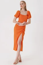 Bigdart 2396 Slit Summer Knitted Dress - Orange
