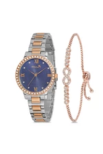 Polo Air Women's Wristwatch Zircon Stone Infinity Bracelet Copper Navy Blue Color