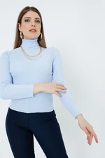 Lafaba Women's Baby Blue Turtleneck Knitwear Sweater