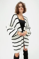 Lafaba Women's White Oversize Striped Knitwear Cardigan