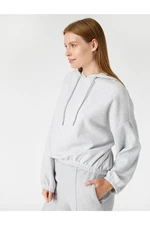 Koton Hooded Crop Sweatshirt with Gathered Waist