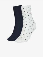 Tommy Hilfiger Sada dvou párů dámských ponožek v bílé a tmavě modré barvě Tommy Hil - Dámské