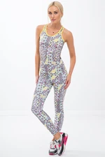 Colorful sports leggings in geometric shapes / lemon