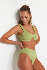 Trendyol zöld texturált magas derekú normál lábú bikini alsó
