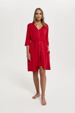 Women's Song Bathrobe with 3/4 Sleeves - Red