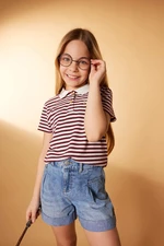 DEFACTO Girls Slim Fit Striped Short Sleeve T-Shirt