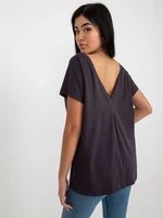 Basic graphite T-shirt with neckline by Fire