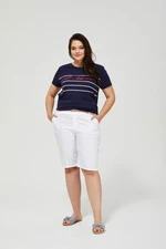 Cotton shorts with belt - white