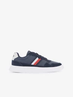 Tmavě modré pánské kožené tenisky Tommy Hilfiger Light Cupsole Mix Stripes