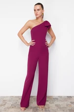 Trendyol Purple Bow Detailed Single Sleeve Woven Jumpsuit