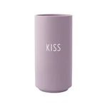 Fioletowy porcelanowy wazon Design Letters Kiss, wys. 11 cm