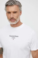 Bavlnené tričko Tommy Jeans pánsky, biela farba, s potlačou, DM0DM18569