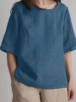 Half Sleeve Crew Neck Solid T-shirt For Women