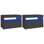 TV Cabinets with LED Lights 2 pcs Gray 23.6"x13.8"x15.7"