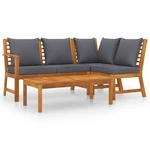 4 Piece Garden Lounge Set with Cushion Solid Acacia Wood