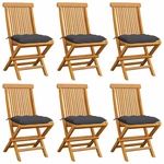 Garden Chairs with Anthracite Cushions 6 pcs Solid Teak Wood