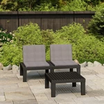 2 Piece Garden Lounge Set with Cushions Plastic Gray