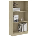 3-Tier Book Cabinet Sonoma Oak 23.6"x9.4"x42.5" Chipboard