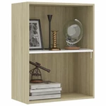2-Tier Book Cabinet White and Sonoma Oak 23.6"x11.8"x30.1" Chipboard