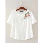 100% Cotton Floral Embroidery Summer Casual Dress For Women