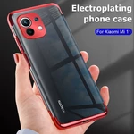 Bakeey for Xiaomi Mi 11 Case 2 in 1 Plating with Lens Protector Ultra-Thin Anti-Fingerprint Shockproof Transparent Soft