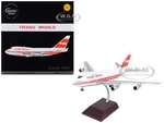 Boeing 747SP Commercial Aircraft with Flaps Down "TWA (Trans World Airlines)" White with Red Stripes and Tail "Gemini 200" Series 1/200 Diecast Model