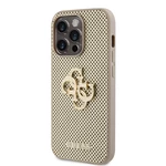 Zadní kryt Guess PU Perforated 4G Glitter Metal Logo pro Apple iPhone 14 Pro, zlatá