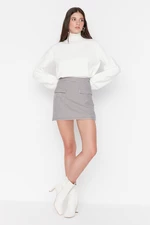 Trendyol Gray Pocket Woven Short Skirt