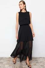 Trendyol Black Chiffon Elegant Evening Dress