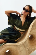 Trendyol Striped Wide Fit Midi Woven Cut Out/Window 100% Cotton Beach Dress