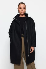 Trendyol Black Oversize široký střih dlouhý prošívaný kabát