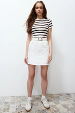 Trendyol Ecru Gabardine Fabric Pencil Straight Cut Mini Length Woven Skirt