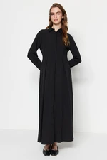 Trendyol Black Hidden Pops Back Tie Detail, Woven Cotton Shirt Dress