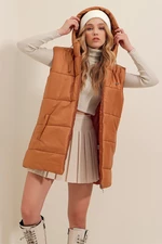 Trend Alaçatı Stili Dámske opálené vrecko s kapucňou detailné oversized nafukovacie tielko