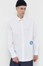 Bavlnená košeľa Karl Lagerfeld Jeans pánska, biela farba, regular, s klasickým golierom